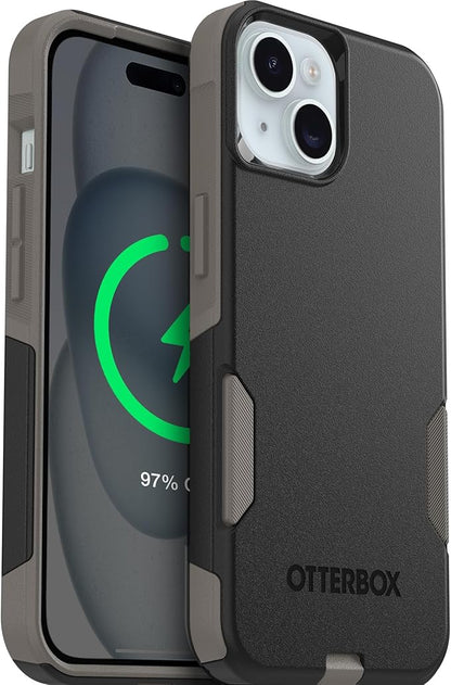 OtterBox iPhone 16e, 15, 14, & 13 Commuter Series Case - Slim & Tough, Pocket-Friendly, with Port Protection - Black/Grey