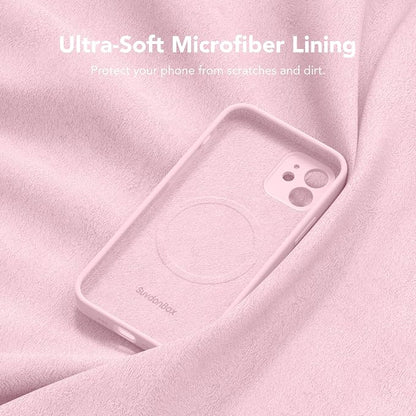 Magnetic for iPhone 12 Case, Compatible with MagSafe, [Full Camera Protection][Screen Protector] Silicone Shockproof Protective Phone Case for iPhone 12 6.1", Chalk Pink