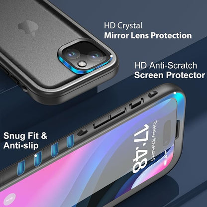 SPORTLINK for iPhone 15 Plus Case - IP68 Waterproof Military Protective Full Body Heavy Duty Shockproof 360 Sealed Dustproof with Camera Screen Protector Cover for i Phone 15 Plus 6.7" Black