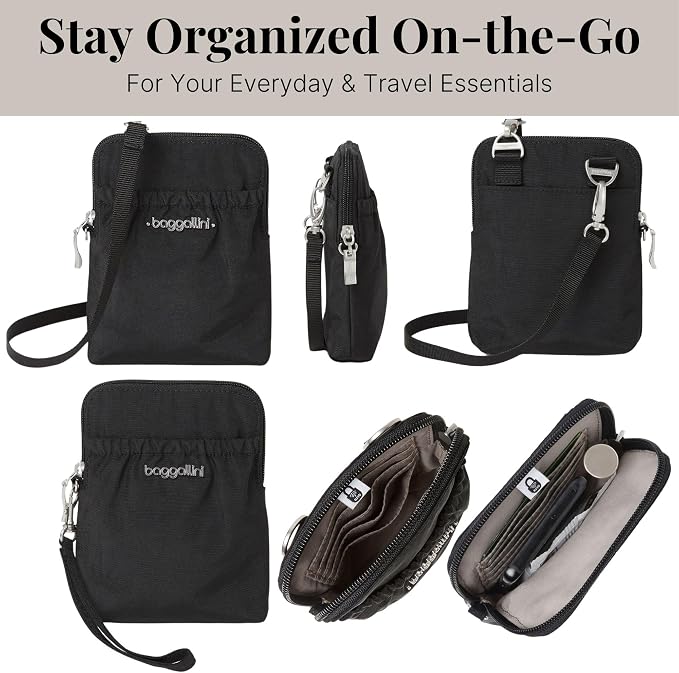 Baggallini Bryant Pouch Small Crossbody Bag for Women - Phone Purse with Crossbody Strap - Lightweight Crossbody Pouch