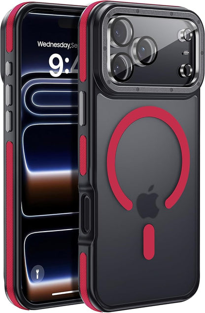 for iPhone 17 Pro Max case with Camera Lens Protector [10Ft Military-Grade Protection] Compatible with fit MagSafe Shockproof Cover Phone case for iPhone 17 Pro max 6.9 inch, Red Bumper