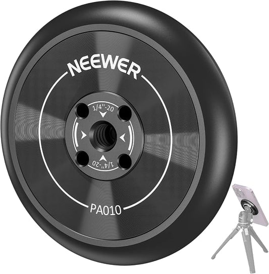 NEEWER Magnetic Phone Tripod Mount Adapter with 1/4" Holes Compatible with iPhone MagSafe Selfie Stick for 15 Pro Max 15 Plus 14 13 12 Pro Max Mini, Phone Holder for Ring Light Video Recording, PA010