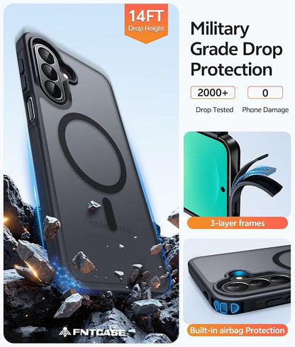FNTCASE for Galaxy A27 5G Phone Case, Fit for Magsafe, Screen Protector | Translucent Matte, 14FT Military Grade Drop Protection, Slim Shockproof Protective, for Samsung A 27 4G Cover, Black