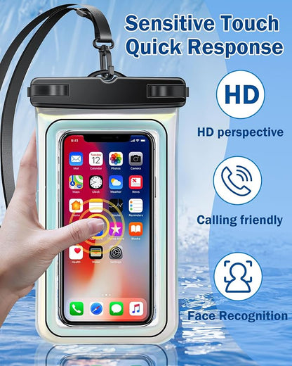 Waterproof Phone Pouch Floating, IPX8 Waterproof Phone Case for iPhone 16 15 14 13 ProMax Galaxy S25 S24 S23, Up to 7.0 Inch, with Adjustable Lanyard, Travel Beach Cruise Kayak Essentials