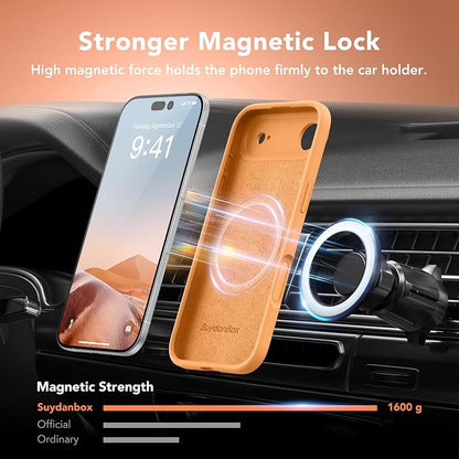 Magnetic for iPhone Air Case, Compatible with MagSafe, [Full Camera Protection][Screen Protector] Silicone Shockproof Protective Phone Case for iPhone 17 Air 6.5", Cantaloupe