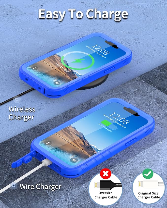 SPORTLINK Compatible with iPhone 13 Pro Waterproof Shockproof Case with Built in Screen Protector - Full Body Heavy Duty Dustproof Rugged 360° Full Sealed Protective Cover 6.1 Inch (Blue)