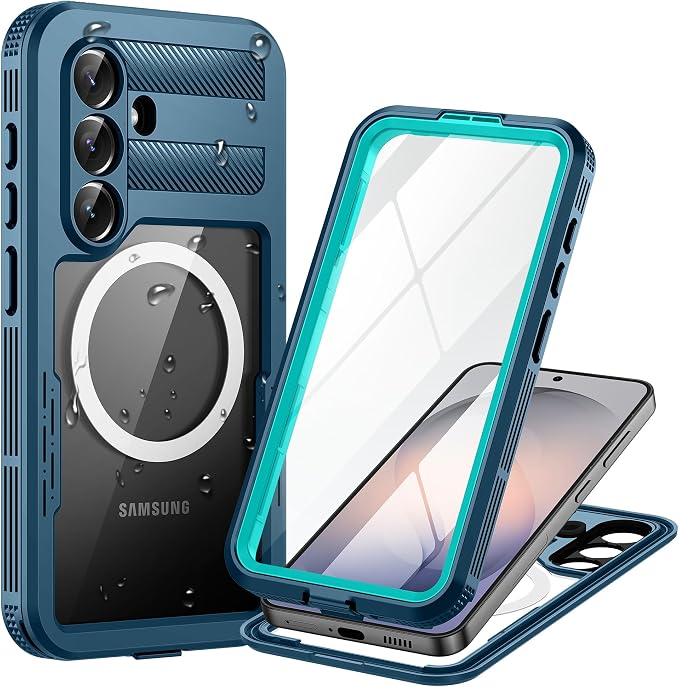 Lanhiem Magnetic for Samsung Galaxy S26+ Plus Case, IP68 Waterproof Dustproof Case, [Compatible with Magsafe] [Built-in Screen Protector] Full Body Heavy Duty Rugged Phone Cover 6.7 inch, Blue