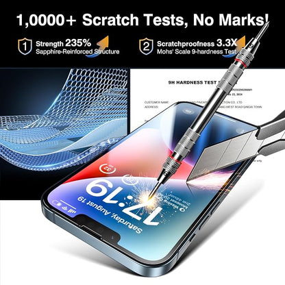 EZ-GLAZ- 4 Pack for iPhone 14 Screen Protector [6.1"] With 2 Pack Camera Lens Protector, 9H+ Hardness 12FT Military Grade Shatterproof Scratch Resistant Durable Tempered Glass Film with Flawless Fit Kit, HD Clear
