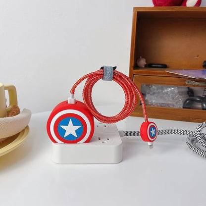 3D Cute Cartoon Charger Protector Case - Compatible for Apple 20W USB-C Power Adapter and Lightning Cable, No.17(4 in1)