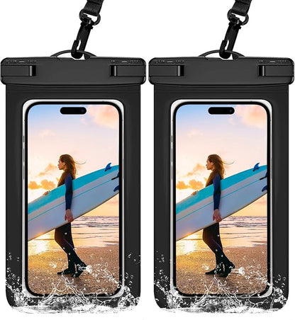 Waterproof Case Compatible with iPhone 14 Pro Max/13/12/11/XR/X/SE/8/7, Galaxy S22/S21 Google up to 7.5" IPX8 Dry Bag Vacation Essentials (Black)