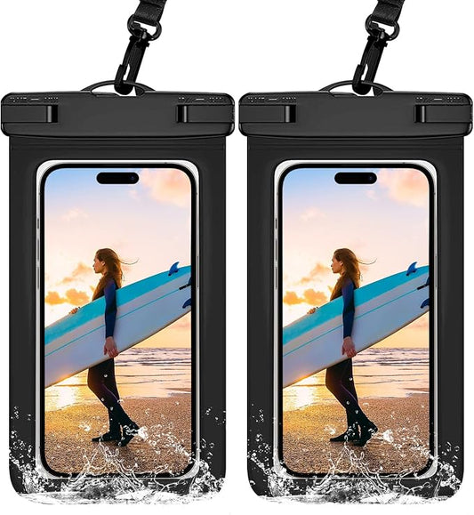 Waterproof Case Compatible with iPhone 14 Pro Max/13/12/11/XR/X/SE/8/7, Galaxy S22/S21 Google up to 7.5" IPX8 Dry Bag Vacation Essentials (Black)