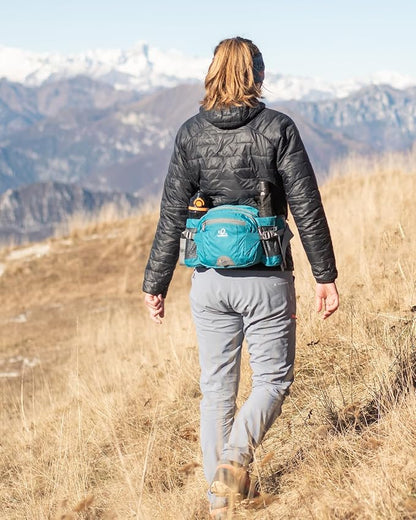 WATERFLY Fanny Pack Waist Bag: Fannie Pack 2 Water Bottle Holders Lumbar Belt Hiking Walking Running Jogging Camping Large Woman Man (Bottle Not Included)