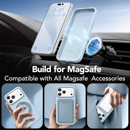 GONEZ Magnetic for iPhone 17 Pro Max Case, Compatible with MagSafe, [Screen Protector + Camera Lens Protector], Liquid Silicone Anti-Scratch Shockproof Protective Phone Case 6.9 inch, Blue