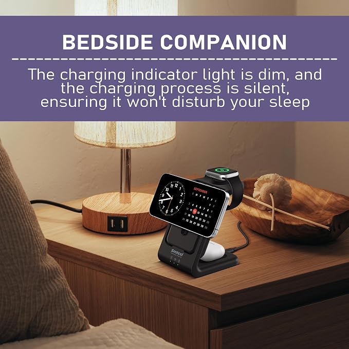 3 in 1 Wireless Charging Station: 10000mAh Removable Power Bank Charger Stand for Phone/Watch/Air Pods - Portable Magnetic Battery Pack for Air 17 16 15 14 13 12 Series