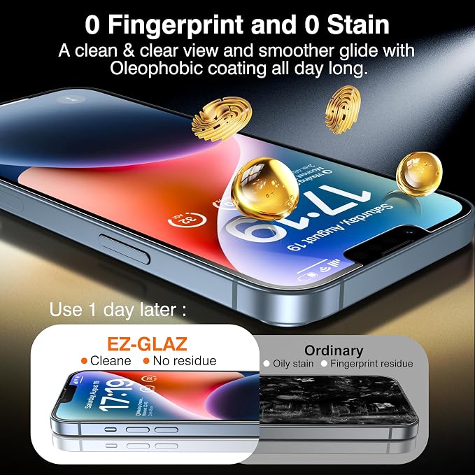 EZ-GLAZ- 4 Pack for iPhone 14 Plus Privacy Screen Protector[6.7"] With 2 Pack Camera Lens Protector, [Drop Protection] 9H Hardness Full Coverage Anti-Spy Tempered Glass Film, Easy to install