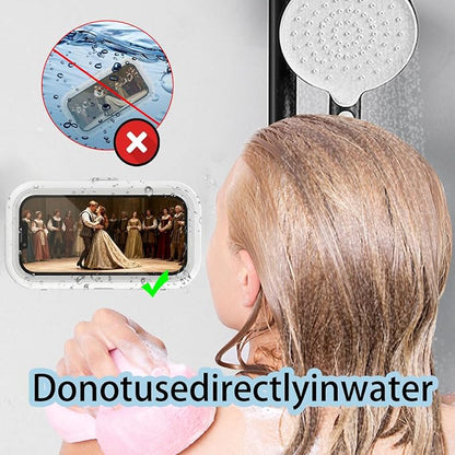 Shower Phone Holder Waterproof - [IPX6 Waterproof] 480° Rotation Wall Mount Shower Phone Case, Anti-Fog High Sensitive HD Detachable Phone Mount for Kitchen Bathroom Bathtub , Fit 4-7" Phone - White