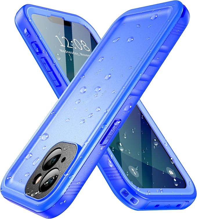 SPORTLINK for iPhone 14 Waterproof Case - Built-in Shockproof Dustproof Screen Protector - Heavy Duty Dropproof/Full Body 360 Protection/Cover for iPhone 14 6.1 Inch Blue