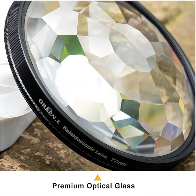 GREEN.L 77mm Kaleidoscope Prism Lens Filter Photography Prism Crystal Glass Effect Filter