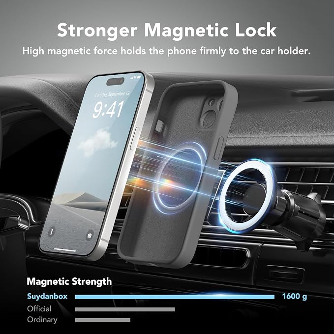 Magnetic for iPhone 13 Case, Compatible with MagSafe, [Full Camera Protection][Screen Protector] Silicone Shockproof Protective Phone Case for iPhone 13 6.1", Dark Gray