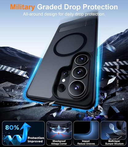 Magnetic for Samsung Galaxy S26 Ultra Case, [Innovate Stand][Military Grade Drop Protection][Non Slip][Translucent Matte] Shockproof Phone Case for Galaxy S26 Ultra 2026 -Black