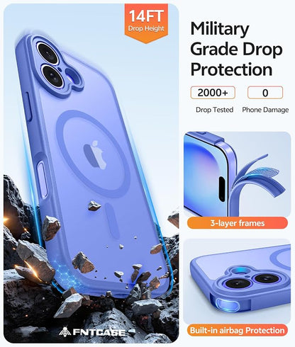 FNTCASE for iPhone 16 Plus Case: [Compatible with Magsafe] Integrated Silicone Phone Cases with [Full Camera Protection] [Screen Protector] Military Grade Shockproof Protective Cover - Ultramarine
