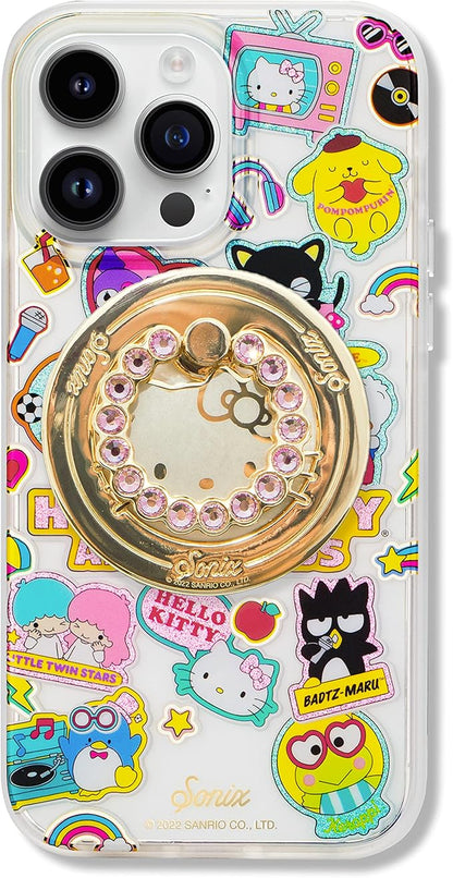 Sonix x Sanrio Magnetic Phone Grip and Phone Ring Holder - Compatible with MagSafe - Rotatable Kickstand and Phone Holder for iPhone 16, 15, 14, 13, 12 Series - Hello Kitty | Pink Rhinestone
