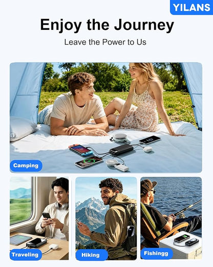 Portable Charger,50000mAh Power Bank Built-in Cable, 22.5W PD USB C In & Out Fast Charging, External Battery Pack with 6 Output & 2 Input, Travel Phone Charger for iPhone 17/16/15/14/13/12(Black)