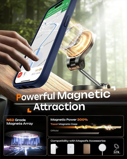 TOCOL Magnetic for iPhone 14 Pro Case, Upgraded Full Camera Protection, Compatible with Magsafe, Drop Protection, Translucent Matte Back Bumper Phone Cover 6.1-Inch (Dark Blue)
