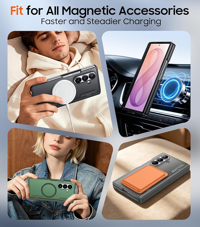 SPIDERCASE Magnetic for Samsung Galaxy Z Fold 8 Ultra Case,Built-in [Screen Protector] [Hinge Protection] [Kickstand] Full Body Protective Phone Case for Z Fold 8 Ultra - Black