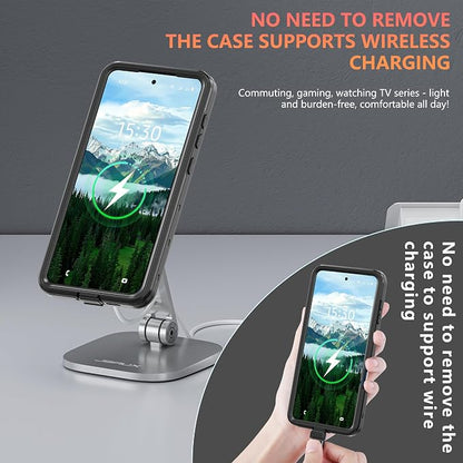 Omio for Galaxy S25 Edge Waterproof Case Compatible with MagSafe, Magnetic Waterproof Full Body IP68 Underwater Case Built-in Screen Protector Military Grade Shockproof Case for Men Women Black