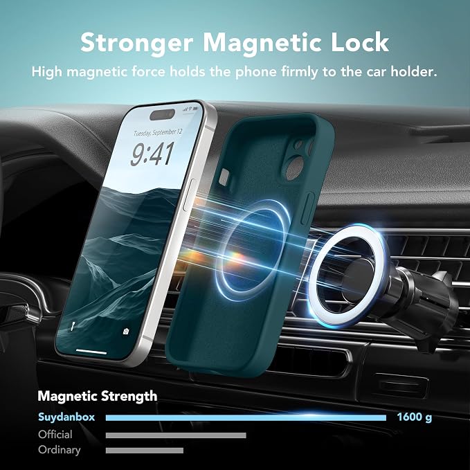 Magnetic for iPhone 15 Plus Case, Compatible with MagSafe, [Full Camera Protection][Screen Protector] Silicone Shockproof Protective Phone Case for iPhone 15 Plus 6.7", Deep Blue