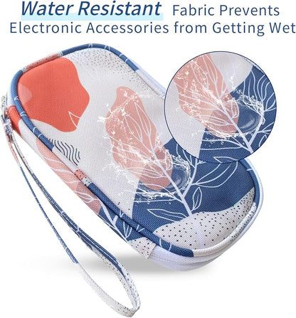 Electronics Organizer Travel Case, Cable Organizer Travel Essentials Tech Pouch,Suitable for Charger, Cable, Phone，Flash Drive,Desert leaf