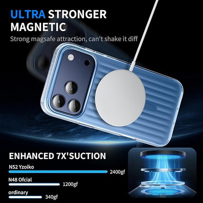 Strong Magnetic for iPhone 17 Pro Max case,1XLens Protector[10Ft Military-Grade Protection] Compatible with fit MagSafe Shockproof Slim Thin Cover case for iPhone 17 Pro Max 6.9 inch,Light Blue Metal