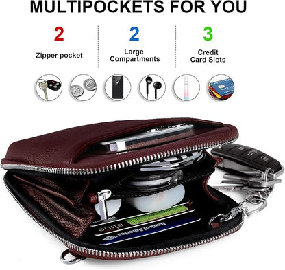 befen Genuine Leather Crossbody Cell Phone Purse for Women, Small Zip Around RFID Blocking Crossbody Wallet Bags