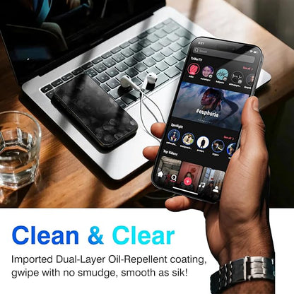 EZ-GLAZ- 4 Pack for iPhone 15 Pro Max Screen Protector [6.7"] With 2 Pack Camera Lens Protector, 9H+ Hardness 12FT Military Grade Shatterproof Scratch Resistant Durable Tempered Glass Film with Flawless Fit Kit, HD Clear