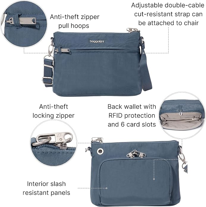 Baggallini womens Securtex Anti-theft Memento Crossbody Bag