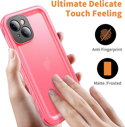 Cozycase Compatible with iPhone 13 Waterproof Case - Full Body Dustproof Shockproof Rugged Waterproof Case for iPhone 13 6.1 Inch Pink