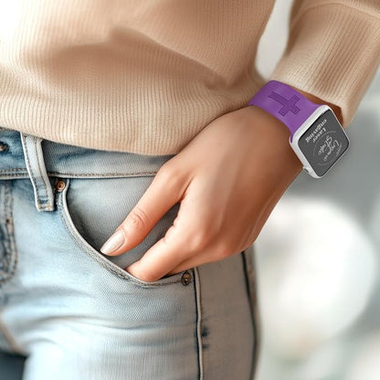 The LORD is my Shepherd Watch Band compatible with Apple Watch Laser Engraved iWatch Band Silicone 38mm 40mm 41mm 42mm 44mm 45mm 49mm Strap Jesus Psalm Christian God (42/44/45/49mm S/M, Purple)