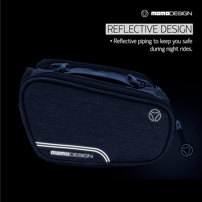 MOMO Design Bike TTB03 Double Top Tube Bag, Horizontal/Vertical View Phone-Holder, Reflective Piping, Water Resistant, Universal Fit, 1.25L Capacity