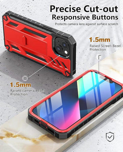 for iPhone 13/14/15 Phone Case: for iPhone 16e Protective Cover with Belt Clip Holster | Durable Dual-Layer Design with Built-in Kickstand | Heavy Duty Military Grade Hard Protection Shock Proof