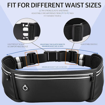 Running Belt for Phone – Adjustable Running Waist Pack with 3 Pockets Fits Up to 7.2 Inch Phones, Slim Running Fanny Pack for Men & Women Jogging Hiking Fitness
