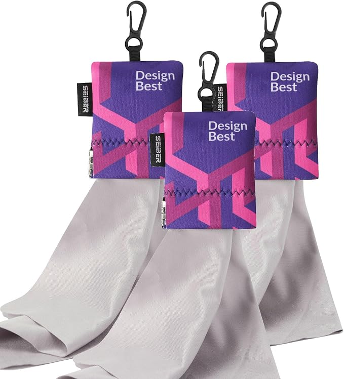 SEIBER Eyeglass Cleaning Microfiber Cloth,7 x 7 inch Glasses Cloth for Sunglasses,Laptops, Cameras,Screen- with Neoprene Pouch,Self-Closing Bottom(3PCS,Purple)