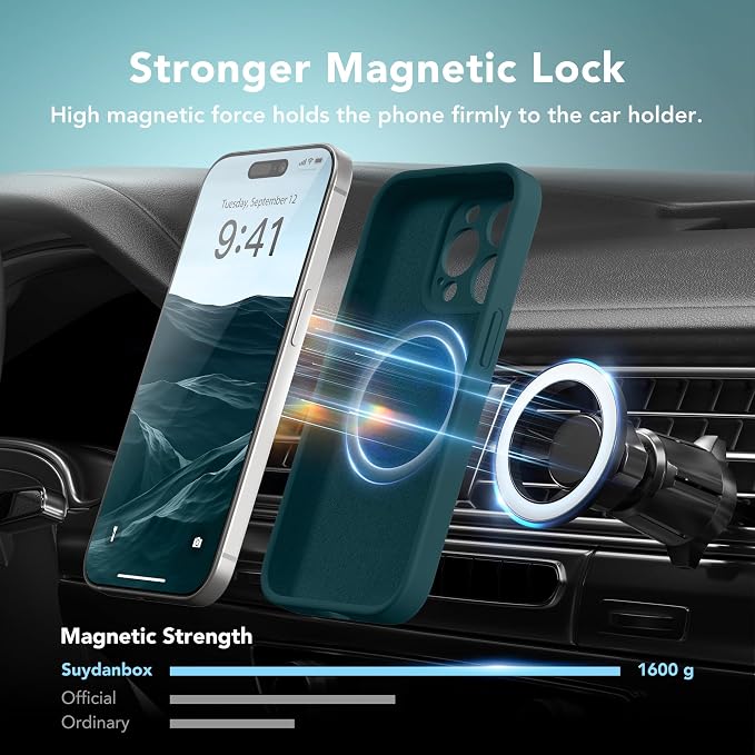 Magnetic for iPhone 14 Pro Max Case, Compatible with MagSafe, [Full Camera Protection][Screen Protector] Silicone Shockproof Protective Phone Case for iPhone 14 Pro Max 6.7", Deep Blue