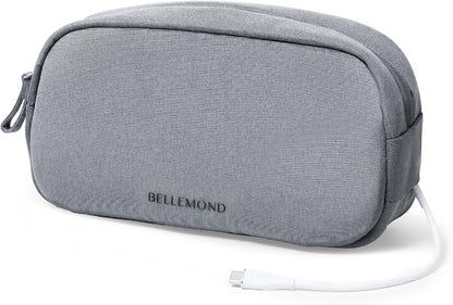 BELLEMOND Tech Organizer Pouch for Travel | Electronics Organizer Case for Cables, Chargers & Accessories | Hidden AirTag Pocket, Cable Pass-Through & Waterproof Base | Charcoal Gray