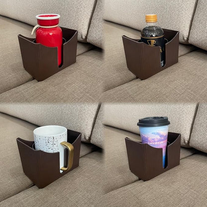 Couch Anti-Spill Drink Holder Tray, Couch Seat Cushion Cup Beverage Holder for Cups, Mugs, Bottles, Cans (Brown)