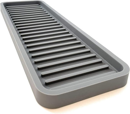 Happitasa Silicone Kitchen Sink Organizer Tray, Sponge Holder and Countertop Protector | Bathroom and Kitchen Soap Dish and Dispenser Tray (Grey, 12"x4", 9.2 Ounces)