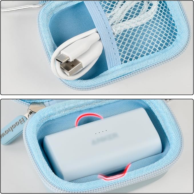 Boobowl Case Compatible with Anker Nano Portable Charger Power Bank, 5,000 Mah, with Built-in Lightning Connector, Charging Battery Pack Storage Holder for amelema/for LanLuk/for Feob (Box Only)-Blue