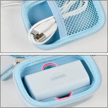 Boobowl Case Compatible with Anker Nano Portable Charger Power Bank, 5,000 Mah, with Built-in Lightning Connector, Charging Battery Pack Storage Holder for amelema/for LanLuk/for Feob (Box Only)-Blue