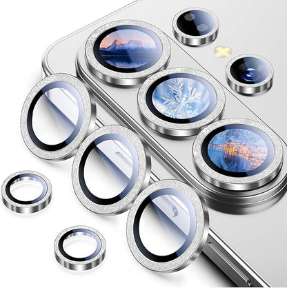 Uyiton for Samsung Galaxy S26 Ultra Camera Lens Protector - [Case-Friendly][Not Easy to Break][Ultra-Thin] Military-Grade Tempered Glass with Aluminum Metal Rear Camera Screen Cover - Glitter Silver