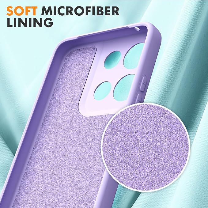 for Motorola Moto G 2025 Case, 2 Pack Tempered Glass Screen Protectors, Soft TPU Liquid Silicone Shockproof Gel Case-Light Lilac